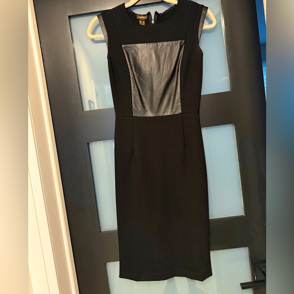 Danier Black Sheath Midi Dress Crew Neck